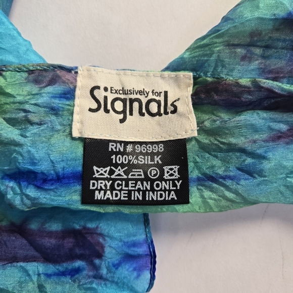 100% silk blue green tie dye scarf from Signals - Picture 2 of 4